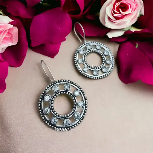 Zircon stone circular Silver hooks
