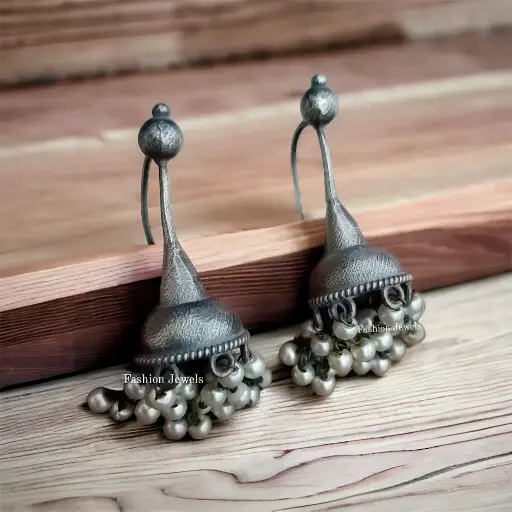 Silverlook alike pearl Jhumka hooks