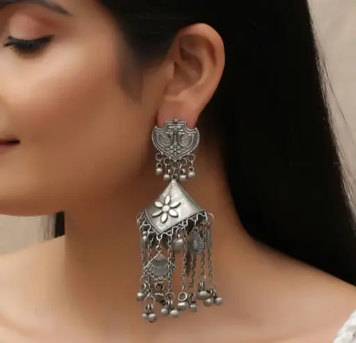 Blackmetal lightweight hanging jhumka