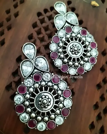Silverlook alike Ruby Zircon Earrings