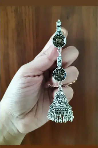 White Zircon Devi dualtone intricate Jhumka