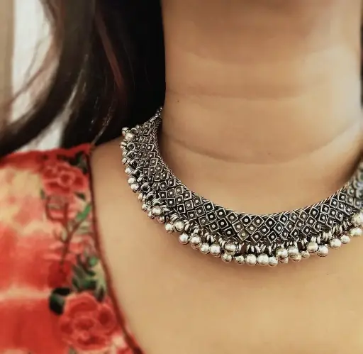 German Silver ghunghroo celebs inspired Choker