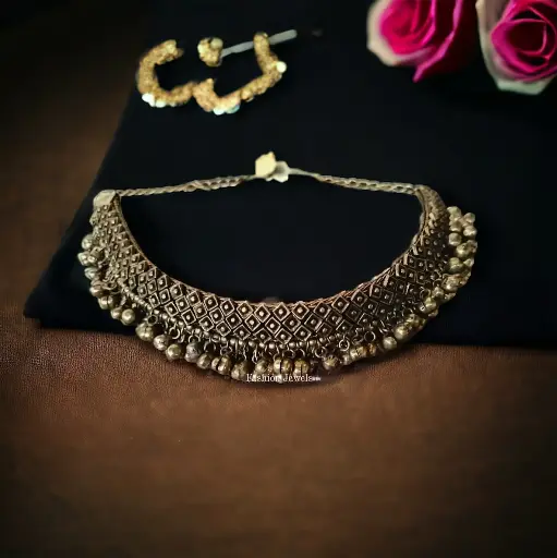 Golden Broad Ghunghroo Choker