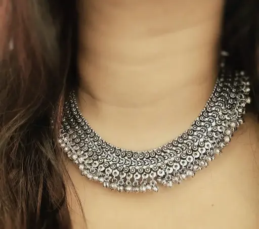 Anni Silver Ghunghroo Choker
