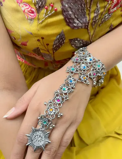 Silver multicolored Hand Harness