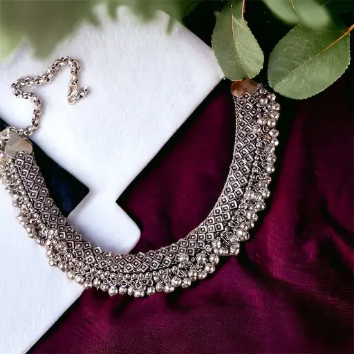 Nisha German Silver Ghunghroo Choker