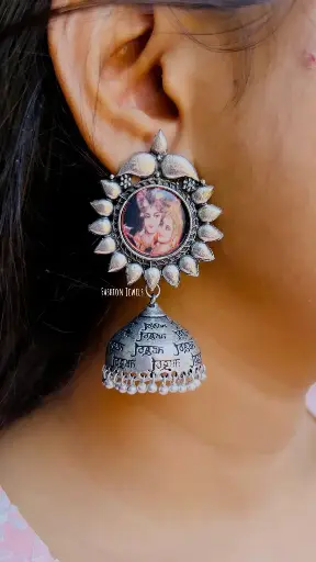 Radhe Krishna Jogan Silver Oxidised Jhumka