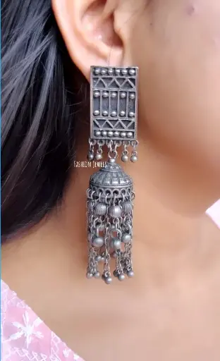 Shamita Silver Statement Ghunghroo Hanging Jhumka