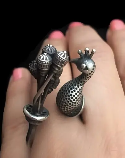 Silver Peacock Ring
